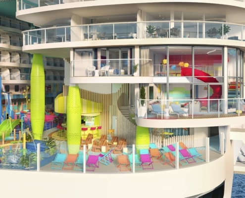 Das Ultimate Family Town Houseauf der Icon of the Seas bietet mit 164 m2 gigantischen Familienspass (Rendering Royal Caribbean)