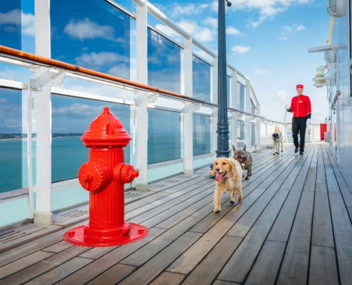 Feuerhydrant fürs Geschäft an Bord der Queen Mary 2 (Foto Cunard)