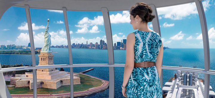 In der Glaskapsel des North Stars sehen Sie das Meer aus über 90 Metern Höhe, so hoch wie die New Yorker Freiheitsstatue (Bild Royal Carribean)