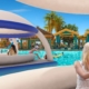 Die komfortablen und robusten AquaBanas sind ideal für Familien, die gemeinsam die Sonne und das Wasser genießen möchten (Rendering Carnival Cruise Line)