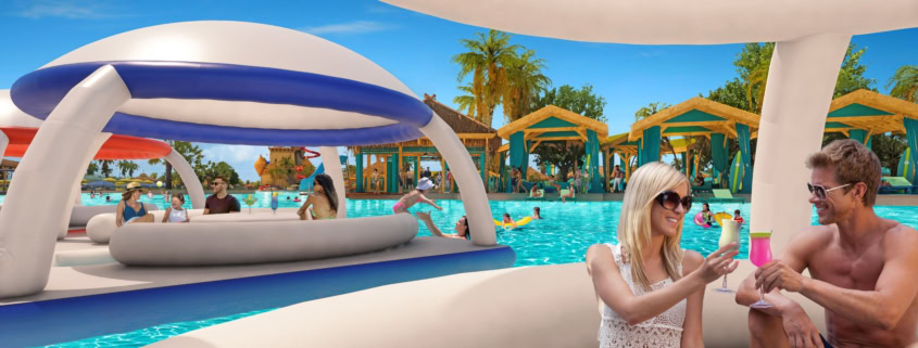 Die komfortablen und robusten AquaBanas sind ideal für Familien, die gemeinsam die Sonne und das Wasser genießen möchten (Rendering Carnival Cruise Line)