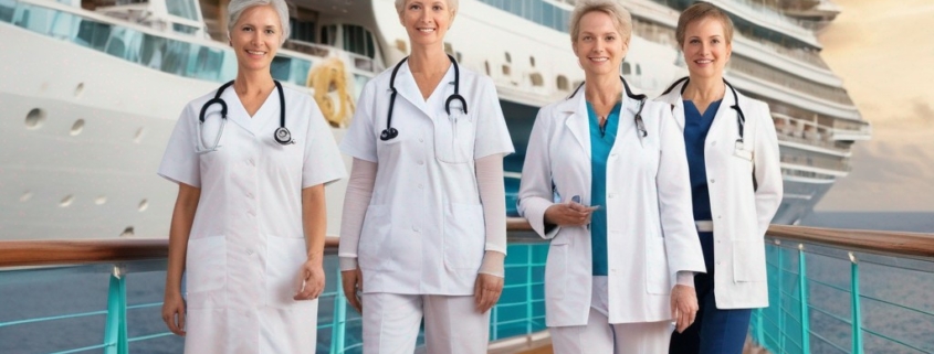 Die meisten Kreuzfahrtschiffe verfügen über eine eigene Bordklinik oder ein Bordhospital, das mit medizinischem Personal wie Ärzten, Krankenschwestern und Sanitätern besetzt ist (Foto mit KI erstellt)