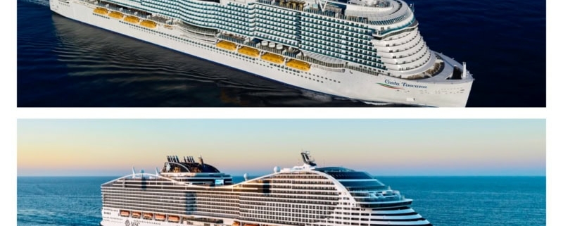 Costa Toscana und MSC World Europa (Fotos Costa Kreuzfahrten/MSC Cruises)