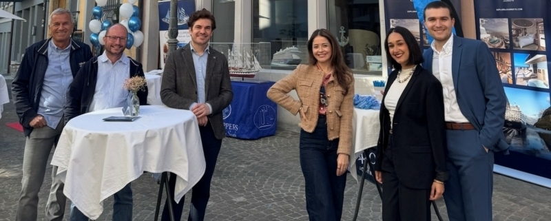 (v.l.n.r.): Klaus Holzmann (Star Clippers), Hansruedi Hauri (Hauri Reisen AG), Jean-Marc Serex (Explora Journeys), Janayna Silva (Air Europa), Selina Thasan und Dario Cremona (beide Cremona Cruises AG).